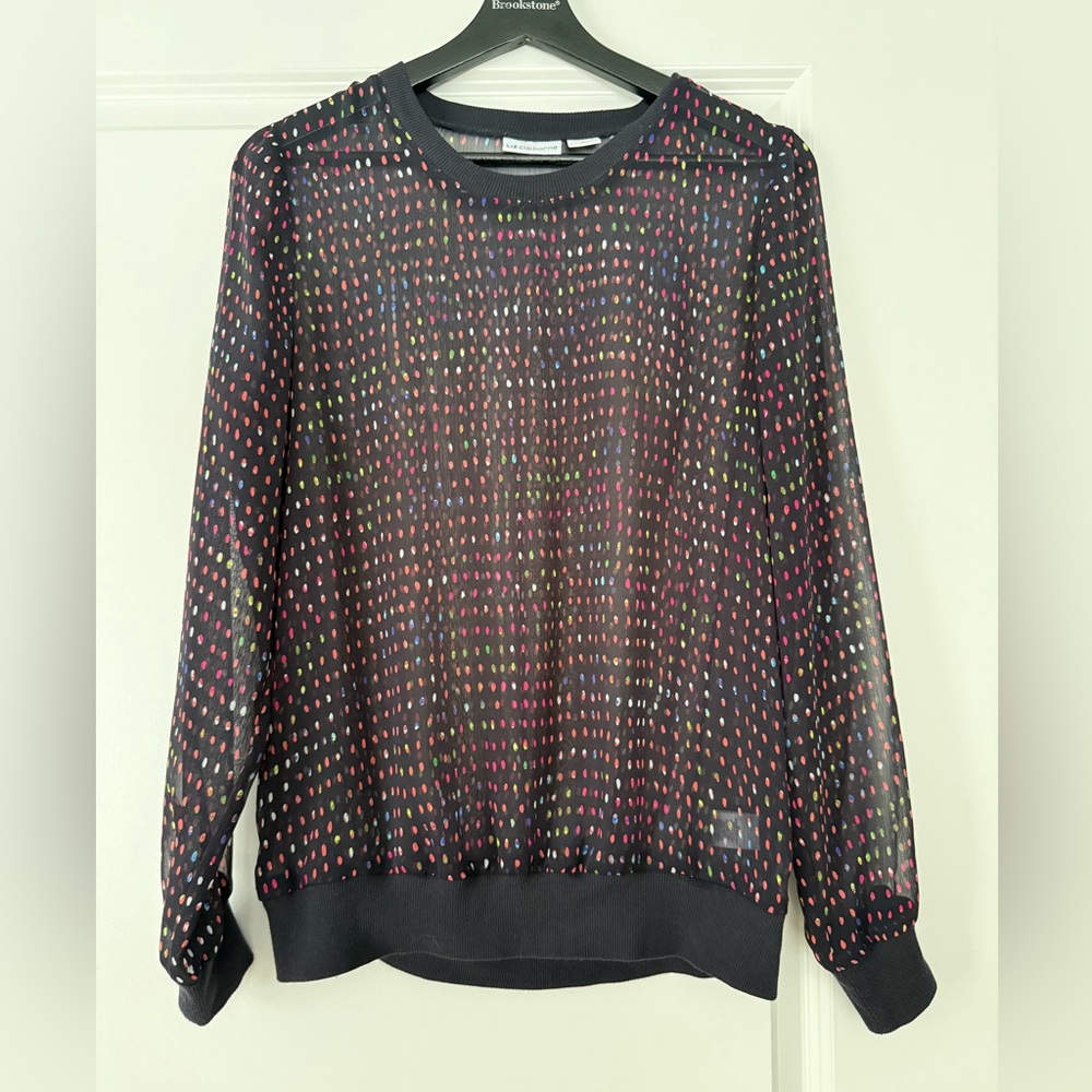 Liz Claiborne Black Multicolor Sheer Sweatshirt